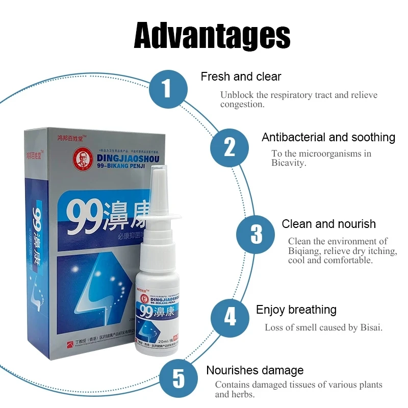 Nasal Spray 10PCS 99 Nasal Sprays Treatment Rhinitis Nasal Congestion Runny Nose Chronic Rhinitis Spray Nose Care