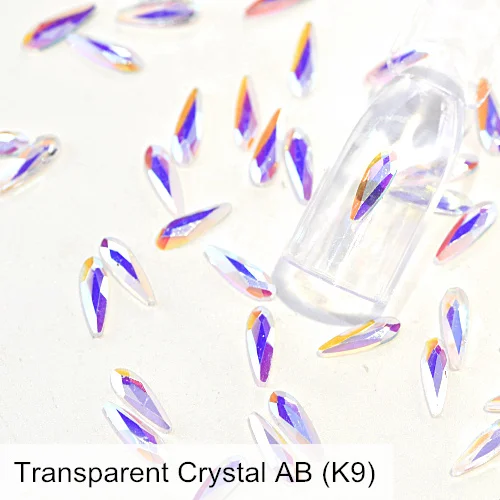 Transparent Clear AB 20 шт./пакет K9 красочные каплевидные ногтей стразы Б ез исправлений стразы плоские с оборота с блестками 3D нейл-арта украшения Y3676 - Цвет: Transparent Clear AB
