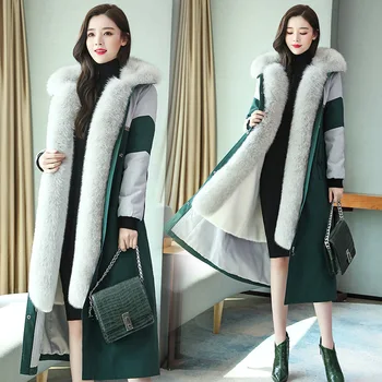 

Winter new fashion warm thickened plus velvet removable liner medium long section to overcome the issue of cotton coats