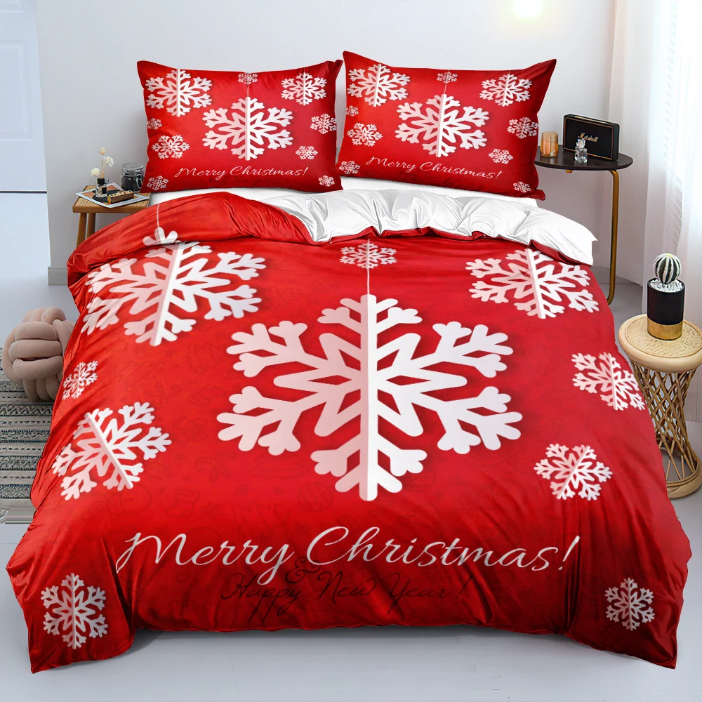 3d Bed Linen Merry Christmas White Bedding Sets Xmas Duvet/quilt Cover Set  Comfotter Case 220x240 King Queen Full Twin Red Bow - Bedding Set -  AliExpress
