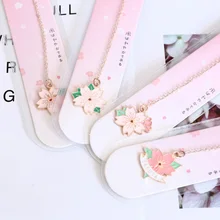 1 шт. розовый японский сакура Подвеска из металлической цепочки маркер Закладка страницы школьные канцелярские принадлежности