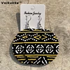 Voikukka Jewelry African Ethnic Fabric Pattern Leaf Wood Double Sides Print Round Drop Dangle Women Earrings Accessories 4