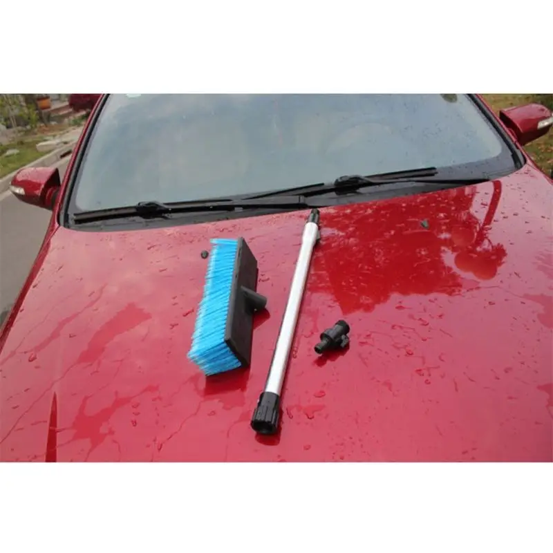 Автомобильная проточная щетка для мытья, телескопическая ручка с мягкой чистящей головкой, прицеп для мытья грузовика