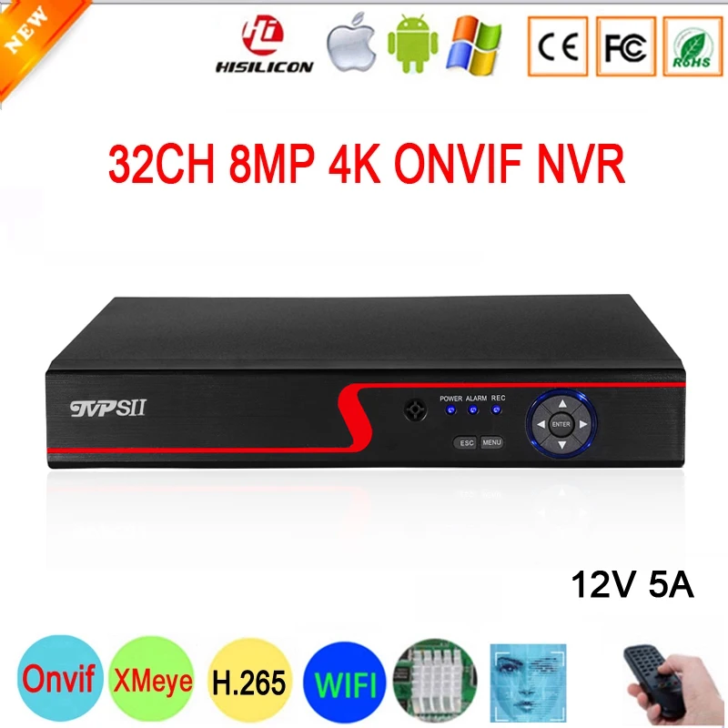 12V 5A красный Панель Hi3536C XMeye Max 8 ТБ аудио H.265 + 8MP 4K 32CH 32 канальный видео наблюдения