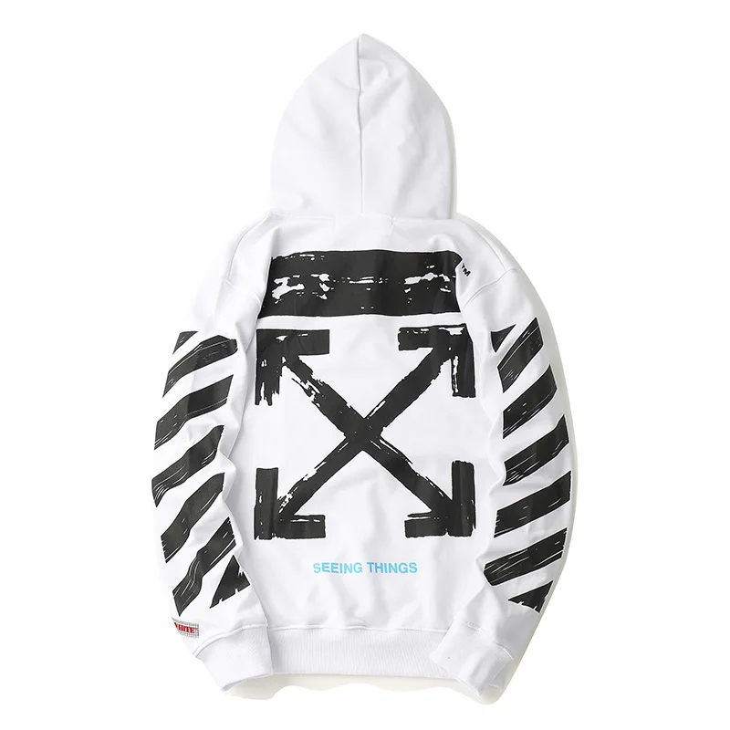 

2018 Autumn And Winter Cash Offwhite Pure Cotton Hoodie Lines Cross X Printed Students Couples Teenager Coat Suit