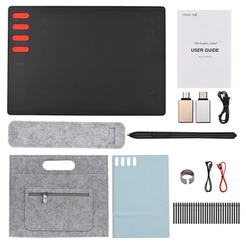 T505 Graphics Drawing Tablet Ultralight Art Creation Sketch Battery-free Stylus 30 Pen Nibs 8192 Levels Pressure 8 Shortcut Keys
