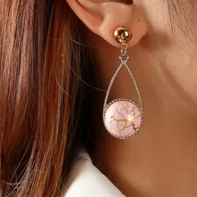 

Trendy And Creative Color Semi-Round Ball Golden Cracked Pendant Earrings Eardrops Women's Ear Decoration Jewelry Birthday Gifts