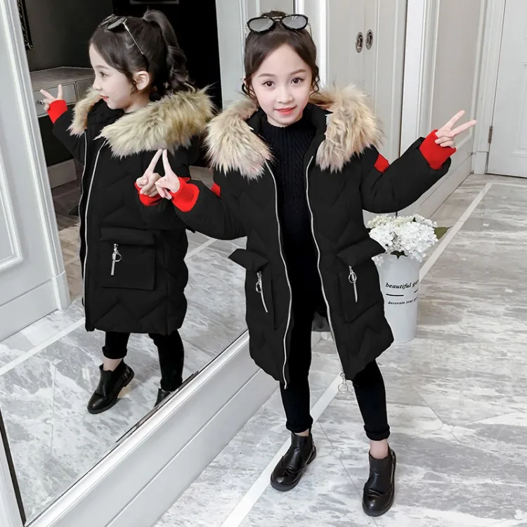 Зимняя куртка для девочек 13 лет, зимняя куртка для девочек, пальто Верхняя одежда с хлопковой подкладкой, 11 теплая Корейская Повседневная модная куртка, 9