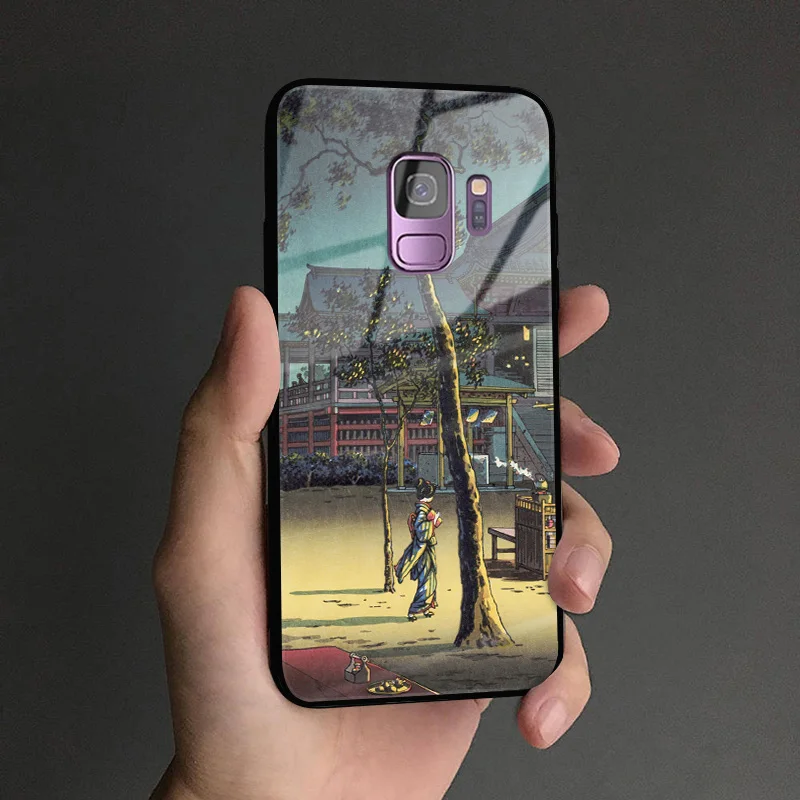 UKIYOE 7 Ukiyo-e японский стиль художественный мягкий силиконовый стеклянный чехол для телефона чехол для samsung Galaxy S8 S9 S10e S10 Note 8 9 10 Plus - Цвет: UKIYOE 7