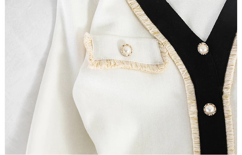 Jornmona элегантные женские платья Брендовое стильное однобортное офисное платье с v-образным вырезом женское шикарное осеннее вязаное короткое платье белого цвета