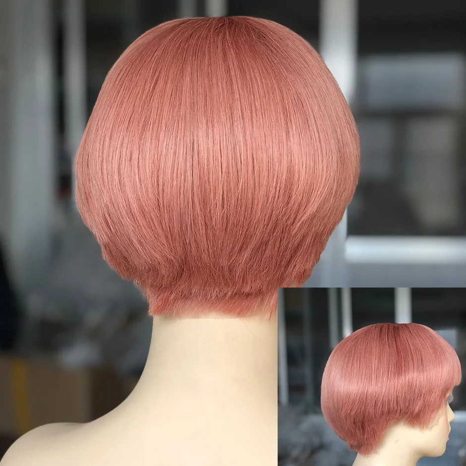 Eseewigs Боб 13x4 парики на шнурках светло розовые прямые человеческие волосы парик 150