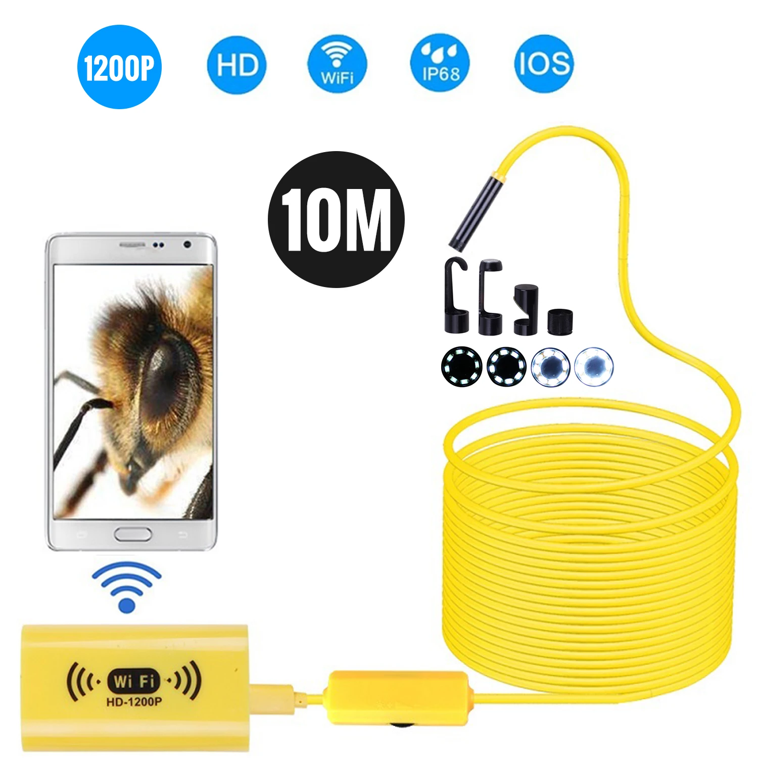 8 мм 1200P 2 м 3,5 м 5 м HD WiFi Инспекционная камера IP68 водонепроницаемый USB эндоскоп бороскоп Поддержка Android IOS Iphone Windows Mac
