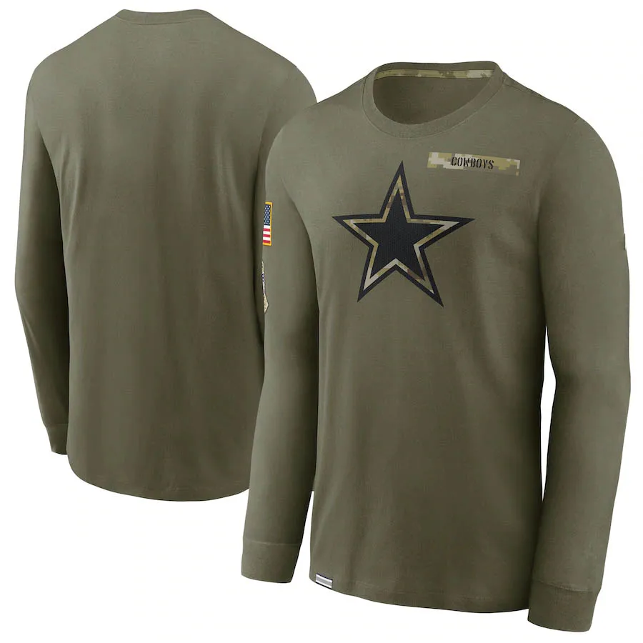 DallasMensCowboys2021SaluteToServicePerformanceLongSleeveT