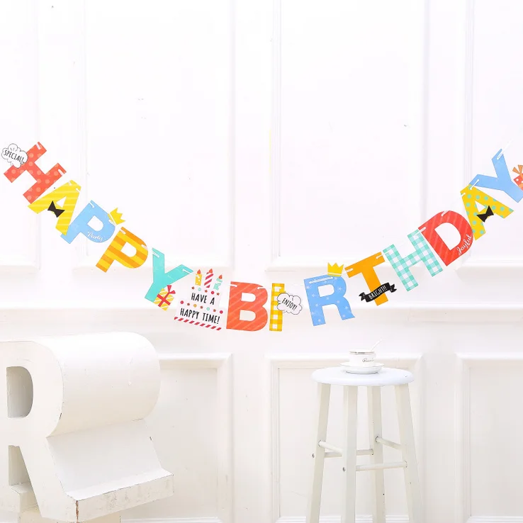 Happy Birthday-8 1 Набор рождественских баннеров для вечеринки в честь Дня Рождения для малышей, сувениры для детей, гирлянда с лесными животными - Цвет: Happy Birthday-8