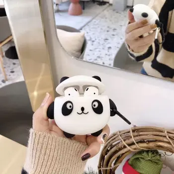 

Cute Panda Protective Case Silicone Cover Shell with Carabiner for Airpods Pro R9UA