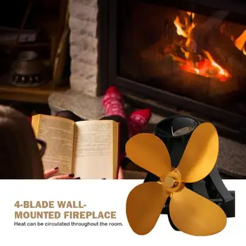 

Heat Powered Stove Fan 4 Blades Aluminum Low Noise Home Heat Distribution Fan Burner Heat Sink Ventilation Device
