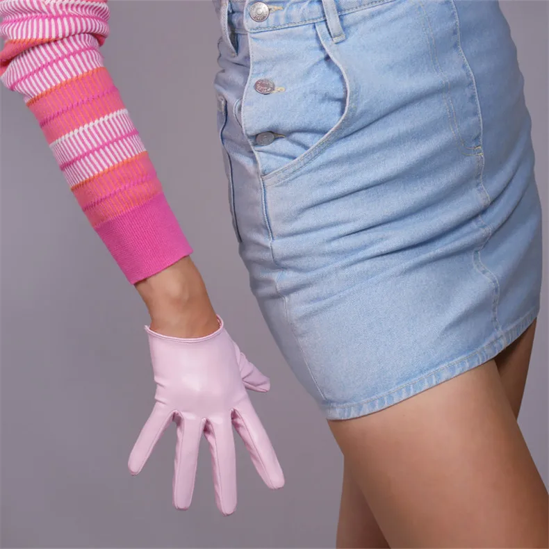 Newest Women PU Gloves Loose Long Faux Leather Glove 90cm Big Sleeve Amulation Sheepskin Light Pink Female WPU308 Newest Women PU Gloves Loose Long Faux Leather Glove 90cm Big Sleeve Amulation Sheepskin Light Pink Female WPU308
