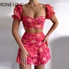 Women Floral Print Pom Pom Ruffles Top & Layered Skirt set Casual 2 Pieces Set ► Photo 1/4