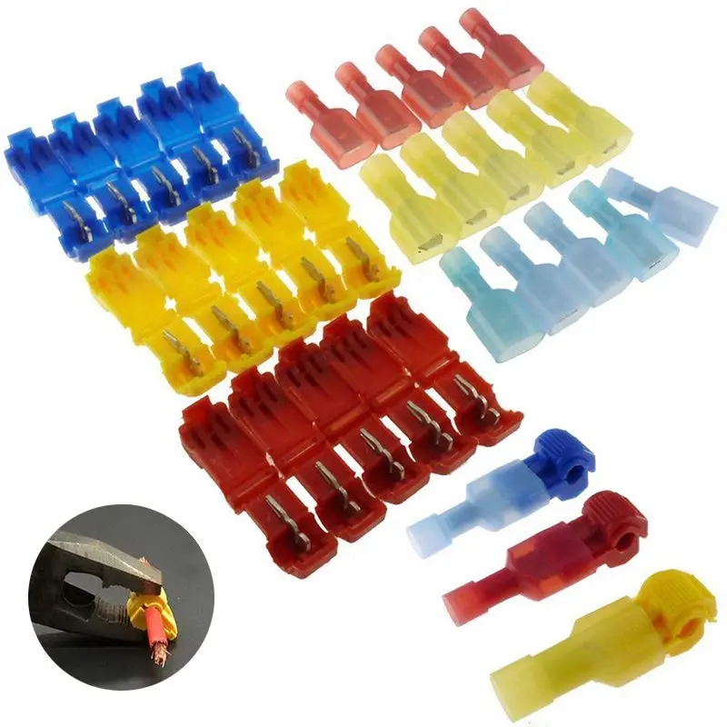 

30pcs/15 pairs T-Tap Male Female Insulated Electrical Wire Terminal Connectors Combo Pack Kit Red+Blue+Yellow Color