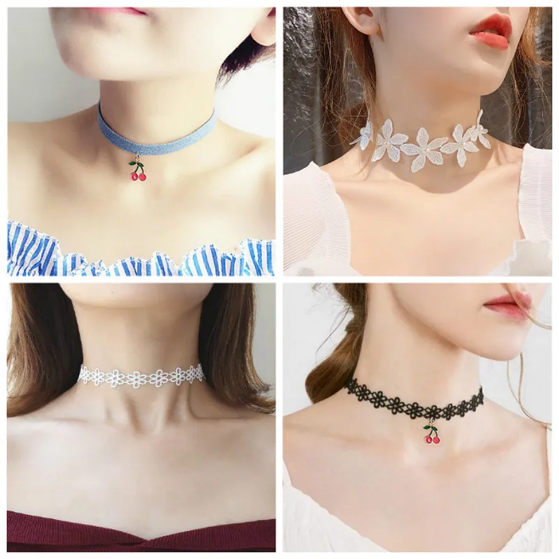 Choker Necklace Black Lace Velvet Strip Woman Collar Party Jewelry Neck  Accessories Chokers Handcrafted Chain Necklace - Necklace - AliExpress