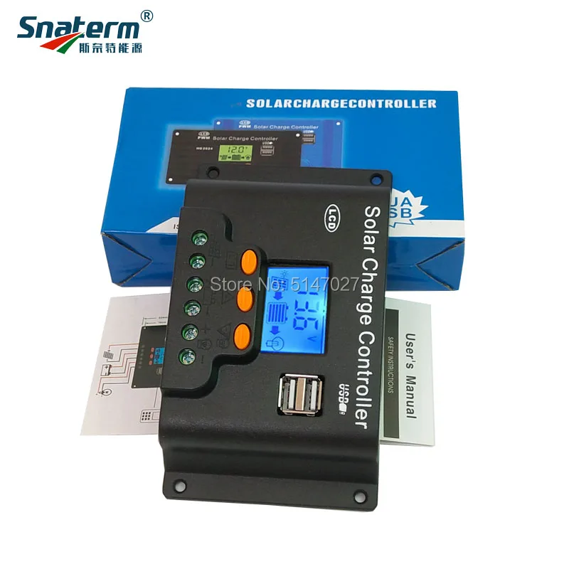 Задняя подсветка 10A/20A/30A 12V 24V Авто за максимальной точкой мощности, Солнечный контроллер заряда ШИМ-контроллеры ЖК-дисплей Dual USB 5V Выход солнечная батарея для телефона регулятор