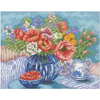 

Vase with fruits on the table Counted Cross Stitch 11CT 14CT 18CT DIY Cross Stitch Kits Embroidery Needlework Sets home decor