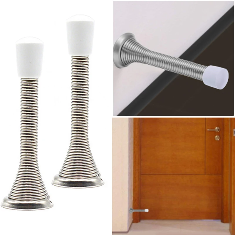 

2019 Spring Door Stopper Door Stop Wall Decorative Rubber Cap Metal Stop Wall Mounted Skirting Board Door Stopper Accessories