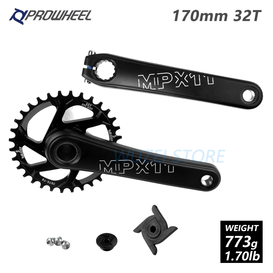 PROWHEEL MPX11 Кривошип горного велосипеда цепное колесо 170/175 мм/30/32/34/36/38 T звезды MTB велосипед диаметра окружности болтов для SRAM GXP XX1 X9 модными принтами XO X01 - Цвет: 170mm Black 32T