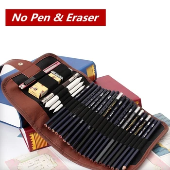 

24 Slots Pencil Bag Wrap Roll Up Students Canvas Sketching Pen Case Brushes Makeup Pouch Color lead suit canvas pen