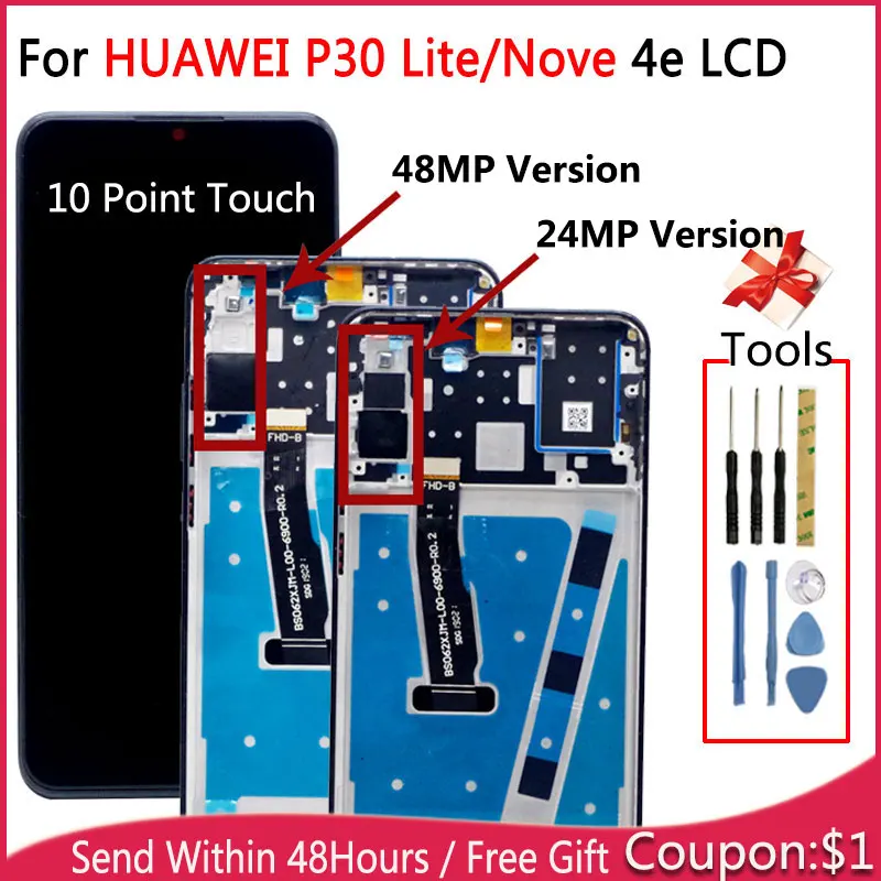 Digitalizador de reposição para huawei p30 lite, display lcd, sensor de toque, montagem, original para huawei nova 4e lcd|LCDs de celular| - AliExpress