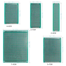 20 pces protótipo pcb placa de circuito protoboard universal stripboard prototipagem veroboard 2x8 3x7 4x6 5x7 20 pces cada duplo misturado