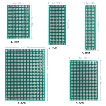 

20pcs PCB Prototype Board Circuit Protoboard Universal Stripboard Prototyping Veroboard 2X8 3X7 4X6 5X7 20Pcs Each Mixed Double