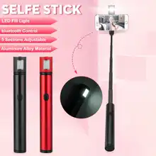 Портативный bluetooth мини селфи палка ручной складной легкий зажим и селфи-Палка с светодиодный светильник для iPhone смартфон
