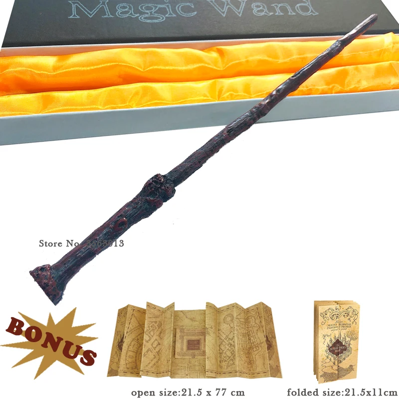 Волшебные палочки для косплея Поттера, Добби Гермиона, Дамблдор, волшебные палочки с картой мародера и лентой, Подарочная коробка, рождественский подарок