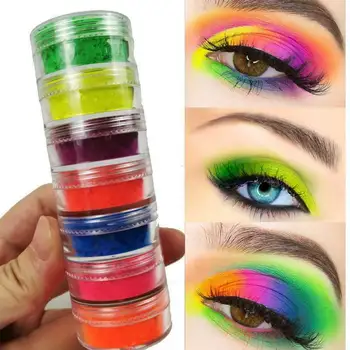 

6pcs/Set 6 Colors Multi-use Mixed Neon Powder Eye Shadow Matte Mineralsequins Shimmering Eyeshadow Nail Glitter Makeup TSLM2