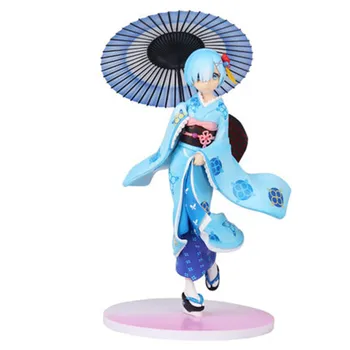 

Anime Re:Life In A Different World From Zero kimono Blue Rem Kawaii Cute PVC Action Figure Collection Model Toy With Box M3335