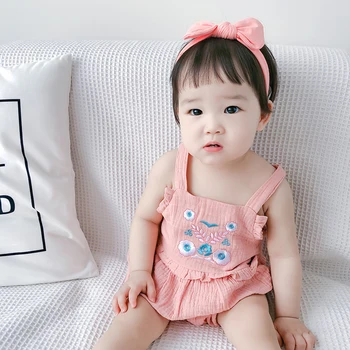 

Baby Girls Clothes Summer Thin Section Baby Sleeveless One-Year-Old Girls Floral Sling Triangle Romper Suit