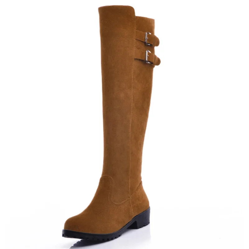 

Suede Leather Women Boots Knee-High Boots Women Shoes Thigh High Boots Fashion Luxury Winter Women Booties Round Toe Long Boots