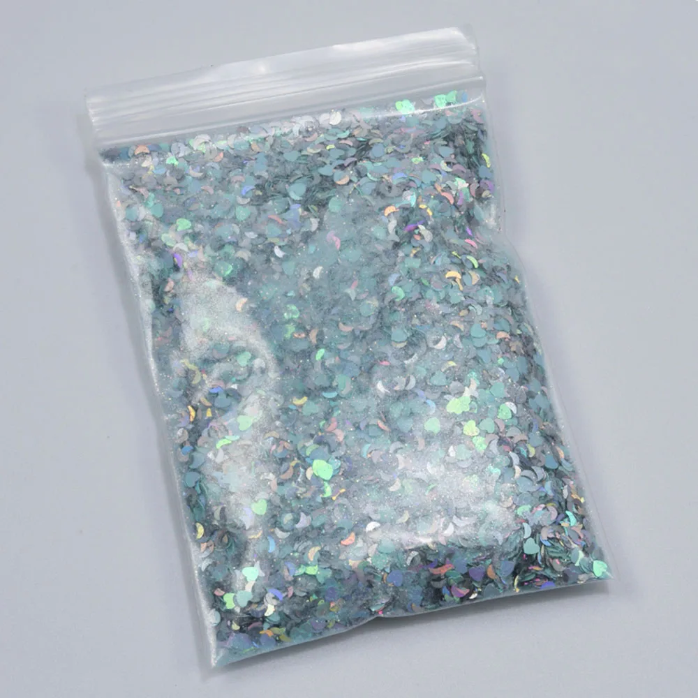 50g/bag Holographic Nail Glitter Powder Nail Art Pigment DIY Flake Mix Multi-Shaped Nail Art Decoration Dust Gel Manicure Squins - Color: 4