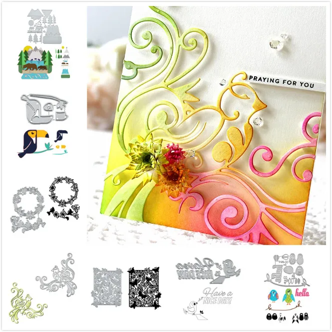 

YaMinSanNio Forest Bear Cutting Dies Parrot Birds Metal Dies Animals Diecut For Scrapbooking Album Card Making Embossing Stencil