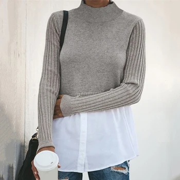 

Autumn Winter Black Knit Sweater Women 2020 Patchwork Long Sleeve Button Pullover Women Jumper New Fashion