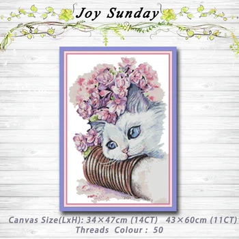 

Cat and flower animals decor painting 14CT 11CT counted cross stitch kits embroidery sets Needlework Sets Home decor