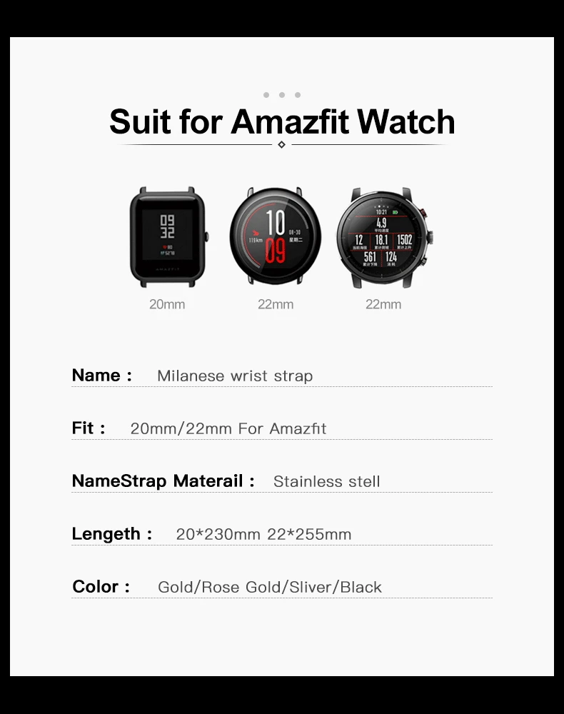 BAPICK 20/22 мм браслет из нержавеющей стали для Xiaomi Amazfit Bip Gts ремень Магнитный ремешок для наручных часов для Amazfit темп Stratos Gtr 47 мм ремешок