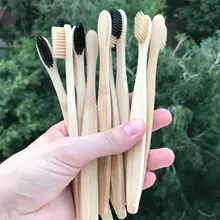 10 шт., личная Экологичная зубная щетка с бамбуковым углем для здоровья полости рта, низкоуглеродистая средняя мягкая щетина, зубная щетка с деревянной ручкой