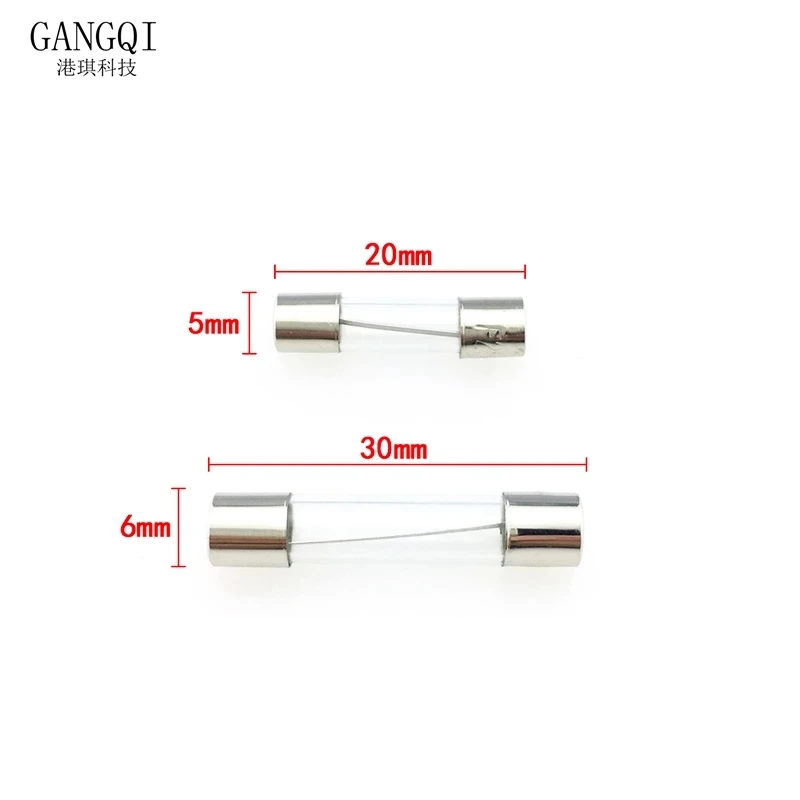 Fusibles de tubo de vidrio de soplado rápido, 6x30mm, 6x30mm, 250V, 100mA, 200MA, 250mA, 315mA, 500mA, 630Ma, 750Ma, 20a, 25a, 30A, venta única