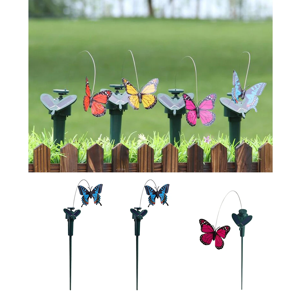 3pcs/set Solar Fluttering Butterfly Bird Yard Garden Stakes Solar or Battery Powered