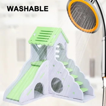 

Newly Mini Hamster House Wooden Eco-friendly Washable Easy to Assemble Pets House