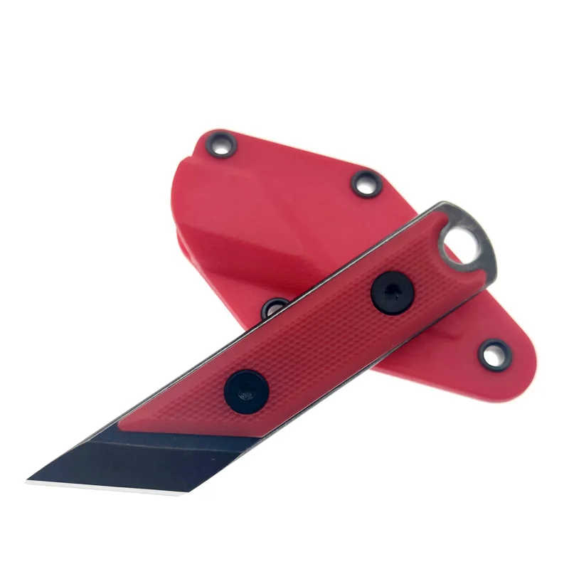 440C Steel Mini Fixed Blade Knife Stone Wash Pocket EDC Knife ABS Handle Paper Trimmers Camping Tool Necklace With Case