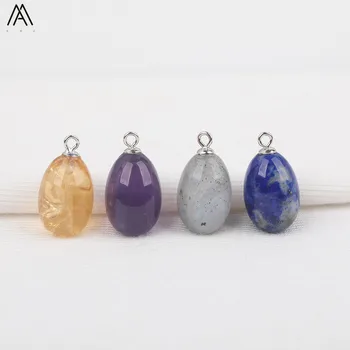 

10Pcs Natural Blue Apatite Amethysts Quartz Oval Beads Jewelry Findings,Plated Silvery Caps Gemstones Charms For Necklace Making