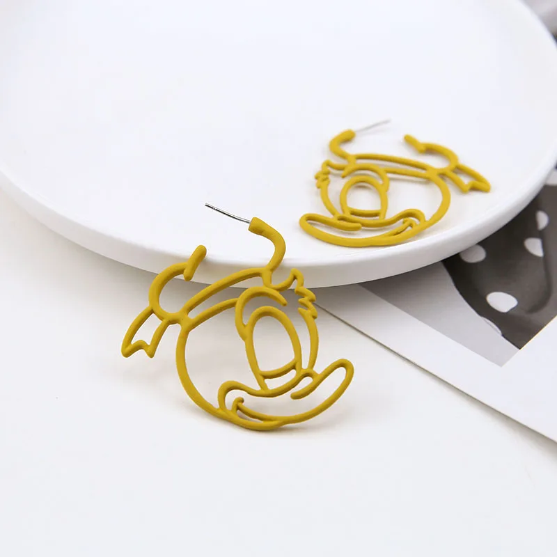Donald Duck(Yellow) FENGLI, цветные серьги-гвоздики с Микки Маусом для женщин, Дональд Дак, Милая Красная серьга, Женские Ювелирные изделия с Микки Маусом, лучший подарок для друга на день рождения - Окраска металла: Donald Duck(Yellow)